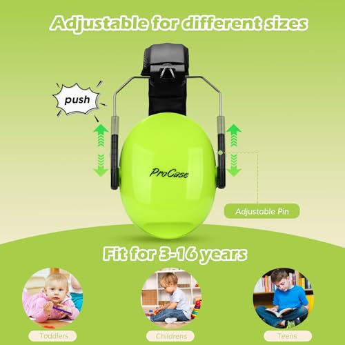 ProCase Noise Cancelling Headphones for Kids/Toddlers SNR 27dB Ear Muffs - color: Green
