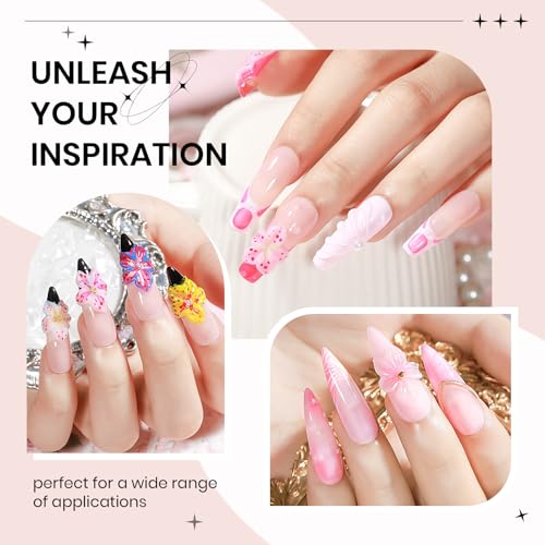 3d Nail Sculpting Gel Set: Clear White Solid Builder Gel for Nails | Nail Rhinestone Glue for 3d Nails Art Sculpture Molding Carving Extension All-in-1 Kit for Home DIY Manucure - color: Clear Clear and White