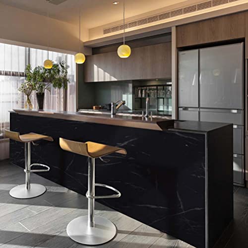 Arthome Black Marble,17"x120" Inches Peel and Stick Wallpaper, Black Marble Contact Paper Self-Adhesive and Removable Vinyl Wallpaper Waterproof Contact Paper for Cabinets Countertops Wall Covering - color: Black Marble, size: 17" x 120"