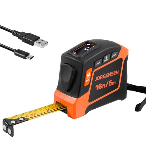 JORGENSEN Digital Tape Measure,16Ft Rechargeable Digital Measuring Tape