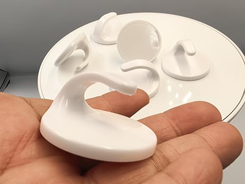 lightstar 6 Pcs Adhesive Plastic Hooks - Small Wall Hooks for Hanging, Drill-Free, Seamless - Kitchen Bathroom - 44 * 44 * 25 mm, White (for 2.5 LB) - color: For 2.5 LB