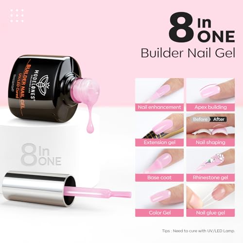 modelones Builder Nail Gel, 2 Pcs Clear and Baby Pink Builder Base Coat - color: Builder Clear Baby Pink