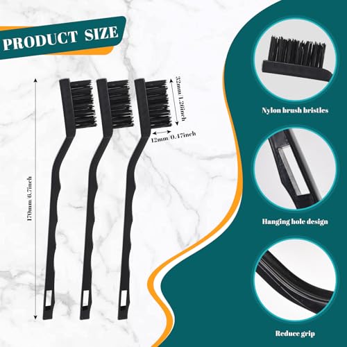 12 Pcs Mini Nylon Brush Set, Nylon Scratch Brush with Curved Handle - style: Nylon