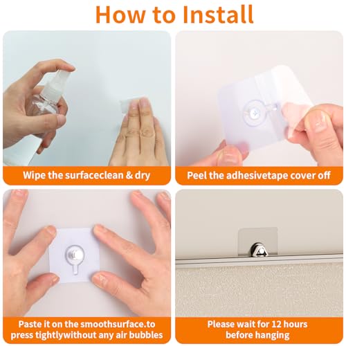 24PCS Picture Hangers Without Nails, Wall Hangers Without Nails, Adhesive Wall Hooks, to use Inside Kitchen, Bathroom, Home and Office (8mm) - size: 8mm(24PCS)
