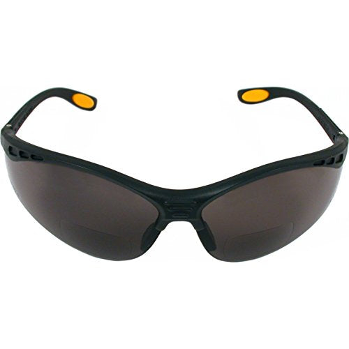 DEWALT DPG59 Reinforcer Rx-Bifocal High Performance Protective Eyeware with Rubber Temples and Protective Eyeglass Sleeve - Smoke Lens, 1.5 Diopter - size: Rx-Bifocal 1.5