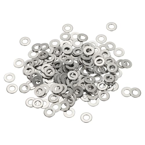 Flat Washers, 304 Stainless Steel Hardware Assorted Washer, 7 x 3 x 0.5 mm Fit for Bolts Screws Industrial Use (300 Pack, Silver) - size: 7 x 3 x 0.5 mm