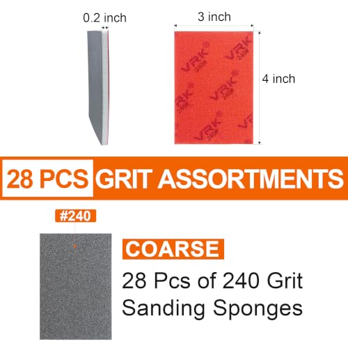 28 Pcs 240 Grit Sanding Sponge Soft Foam Hand Sanding Blocks - style: 240 Grit 28PCS