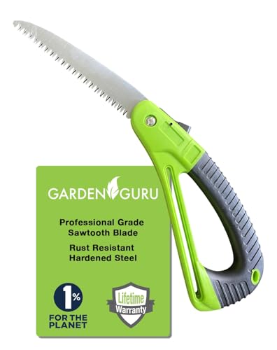 GARDEN GURU Folding Pruner Saw with Ergonomic Handle & Safety Lock – Non Slip – Rust Resistant Hardened Steel – Professional Grade Sawtooth Blade – for Pruning Trimming Camping Clearing - size: 1 Pack