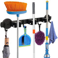 MUTUACTOR Magnetic Broom Holder,Anti-slip Heavy Duty Broom and Mop Hanger Metal Tool Holder 3 Racks and 4 Hooks for Laundry Garage Kitchen Factories Workshops Organization and Storage(1 Set) - style: Heavy Duty,New Black,3 Hooks 4 Slots
