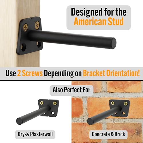 EVALD 6 Inch Floating Shelf Brackets, Hidden Shelf Brackets for Floating Shelves, Heavy Duty Shelf Bracket with Screws & Anchors, Floating Shelf Mount (6 Pack) - size: 6 Inch, style: 6 Pack All-purpose