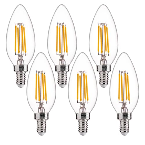 FLSNT 60W Equivalent LED Chandelier Light Bulbs, Dimmable LED B11 E12 Candelabra Base Bulbs, 3000K Warm White, 500LM, 6 Pack - color: 3000k Warm White, size: 6 Count (Pack of 1)