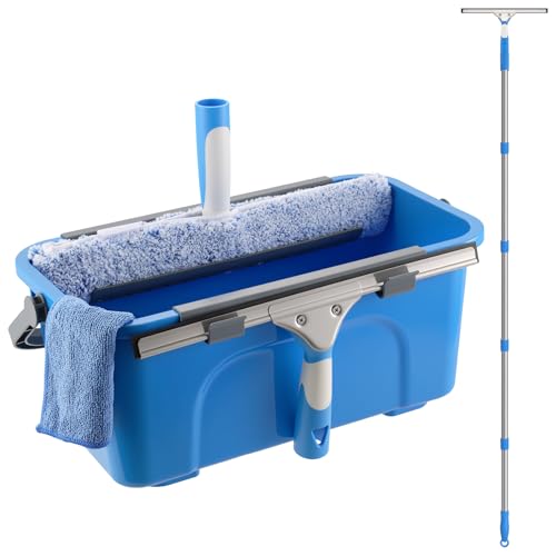 Mitclear Window Cleaning Kit 77'' Long Handle with Bucket for Home Outdoor - style: Window Cleaning Kit with Poles
