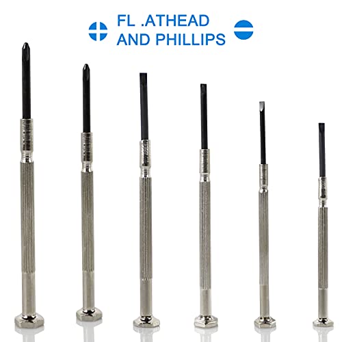 6 PCS Precision Screwdriver Sets, Eyeglass Repair Kit Screwdriver, Mini Screwdriver Set, Flat Head and Philips Head Screwdriver Sets, With 6 Different Sizes, Suitable For Watch, Electronic Repairs