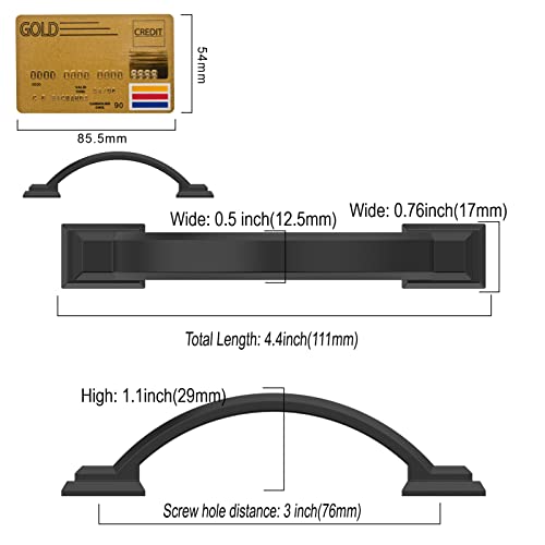 Amerdeco 10 Pack Matte Black Cabinet Pulls 3" - color: Matte Black, size: 3" hole center