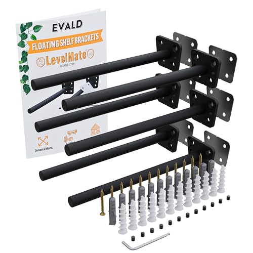 EVALD LevelMate™ Uni-Mount 8 Inch Floating Shelf Brackets, Hidden Shelf Brackets with Anti-Sag Pinol Screw System, Floating Shelf Mount with Screws & Anchors (6 Pack) - size: 8 Inch, style: 6 Pack Uni-mount