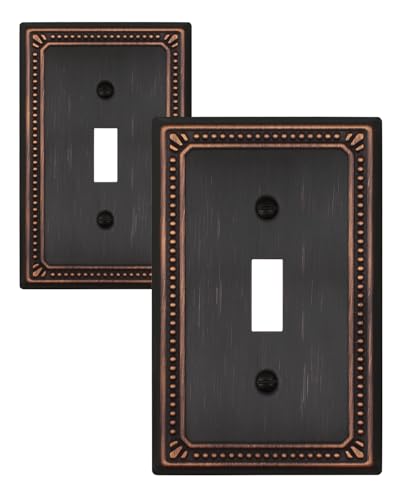 Switch Plates Outlet Covers, 2-Pack Aged Bronze Metal Wall Plates - color: Aged Bronze, size: 1 Toggle 2PK