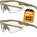 HTS HUNTERSKY Ballistic Tactical Shooting Glasses ANSI Z87+ UV400 Protective Eyewear - color: Green Clear+clear