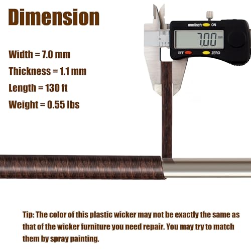 Wicker Repair Kit, Mottled Dark Brown, Polyethylene Material for Patio Furniture Repair, 130ft, High Strength (Pack of 3) - color: Mottled Dark Brown, size: 0.55 Lbs (Pack of 3)