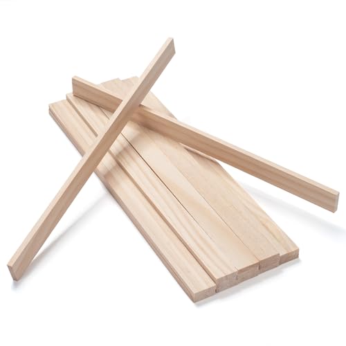 Wood Strips Trim Slats for Crafts, Square Wooden Dowels Wooden Sticks for Crafts, 1/4" × 1" × 15", 15 PCS Wood Dowel Rods, Unfinished Hardwood Sticks Flat Lumber Boards for Woodworking - size: 1/4x1x15 in - 15PCS