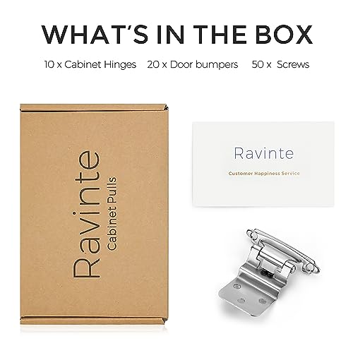 Ravinte 3/8" Inset Satin Nickel Cabinet Hinges 10 Pack (5 Pairs) - color: Satin Nickel