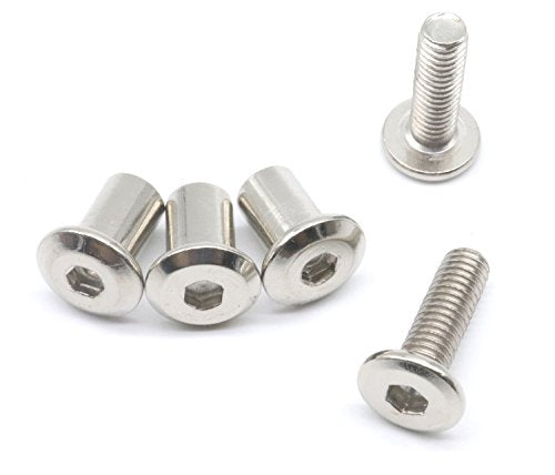 10-Set M6x30mm Rivet Countersunk Hex Socket Cap Bolts and Hex Head Barrel Nuts for Furnitures Cribs Chairs, Nickel Plated - size: M6x30mm 10-pack
