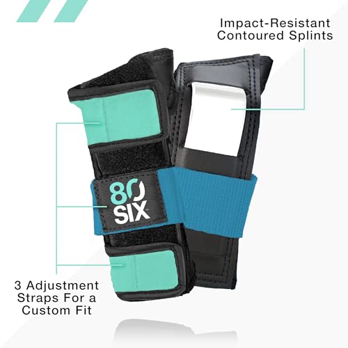 80SIX Multi-Sport Pad Set– Protective Gear for Skateboarding, Biking, Roller Skating, and Scooter - color: Surf Green Teal, size: 5+ Junior/X-Small