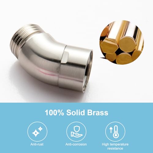 OFFO Shower Head Elbow Adapter, Brushed Nickel All Metal Handheld Shower Head Elbow Adapter Shower Arm Angle Adapter 135 Degrees - color: Brushed Nickel, size: 135°, style: 135°