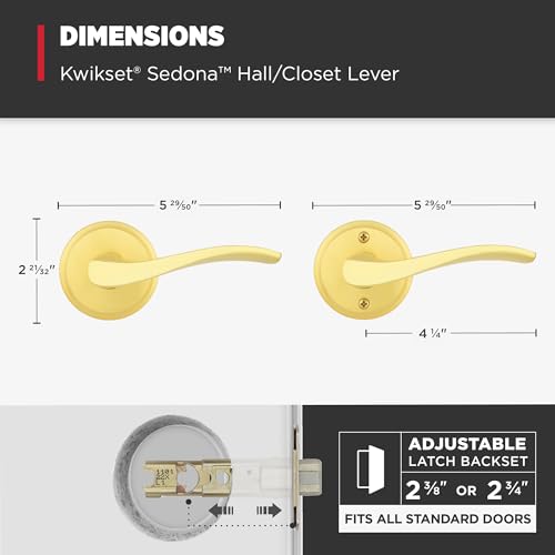 Kwikset 720SEL-4 Sedona Lever Passage Door Lock with 6AL Latch and RCS Strike Satin Brass Finish - color: Satin Brass, size: Passage