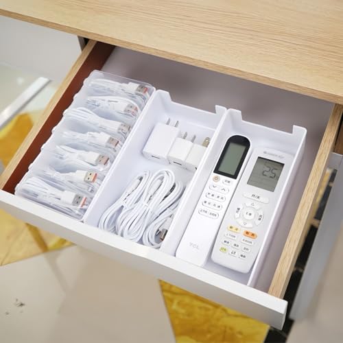 7 Case Cable Storage Box with Cable Straps and Label Stickers, Travel Cord Organizer for Charging Cables, USB Wires, Earphones – Drawer Organization for Home & Office (7 Cases + 7 Cable Straps)