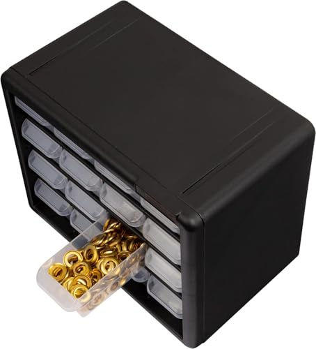 Akro-Mils 16-Drawer Plastic Storage Cabinet, 10.5"W x 6.5"D x 8.5"H, Black - color: Black, size: 16 Drawer, style: 1 Pack