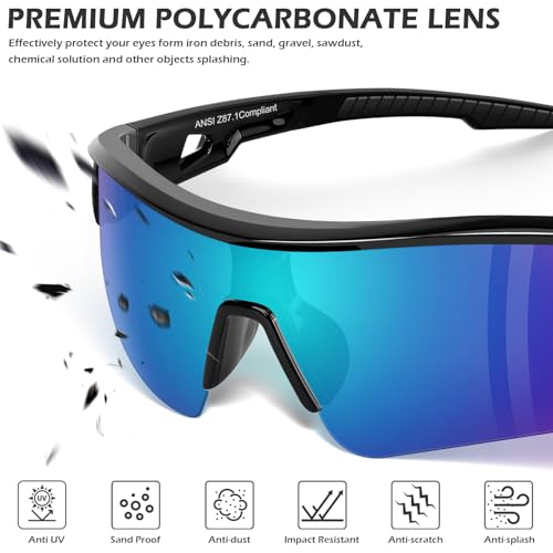 OXG Work Safety Glasses for Men Women, ANSI Z87.1 UV Protection - color: 6p-multicolor