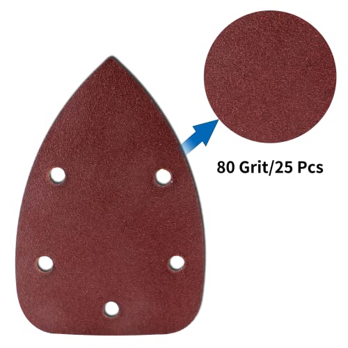 25 Pcs Mouse Detail Sander Sandpaper, 80 Grit, 5 Hole - size: 80 Grit - 25 Pcs