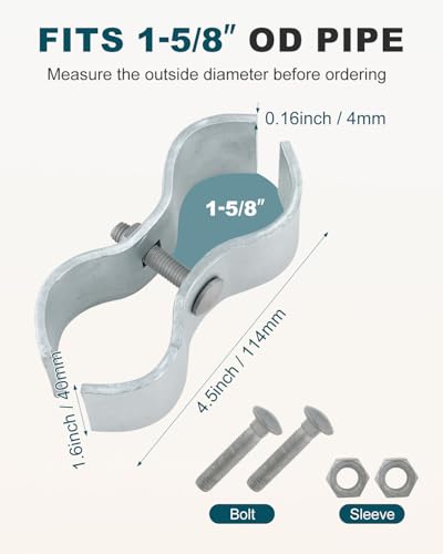 20 Sets 1-5/8 inch Dog Kennel Clamps for OD Round Pipe - size: 20 Sets-1-5/8 inch