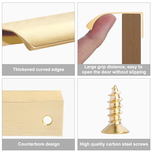 Malimali 10 Pack 4.72" Gold Edge Finger Pulls for Cabinets, Drawer Handles - color: Brushed Gold, size: 120mm/4.72" (10Pcs)