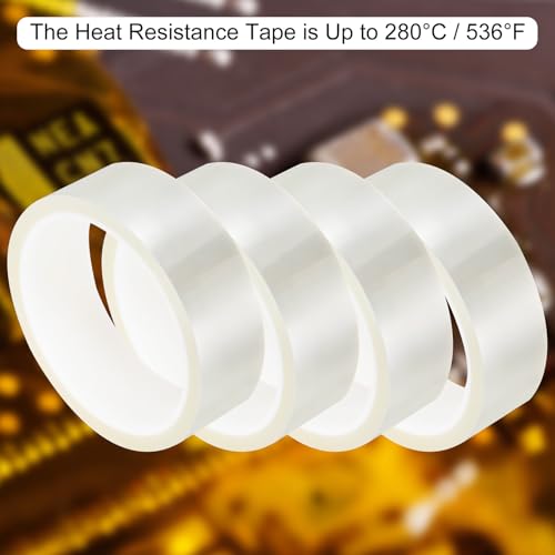 uxcell Clear Heat Tape, 1 Roll 30mmx33m 108ft High Temperature Heat Resistant Tape for Sublimation,Heat Vinyl Press,Heat Transfer, Circuit Board, No Residue - color: Clear, size: 30mmx33m