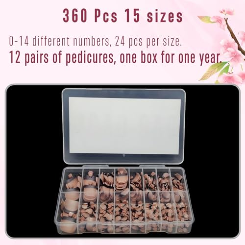 NOVO OVO Fake Toe Nail Tips Press on, Black French Tip Soft Gel Toenail Extension, BROWN PINK Square Round Pre-applied Tip Primer & Base Coat, Full Cover Matte False Nails for DIY x 15 Sizes 360Pcs - color: Square Round Black French Tip Brown Pink