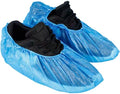 200 Pack Shoe Covers Disposable Non Slip, Premium Waterproof and Recyclable Shoe Booties Covers for Indoors, Fits Up To 11 US Men and 13 US Women Size, 100 Pairs Elastic Caps Plastic Shoe Covers Blue.