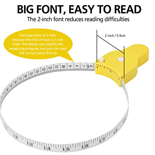 2PCS Tape Measure Body Measuring Tape 60inch (150cm), Retractable Measuring Tape for Body Measurement & Weight Loss, Accurate Body Tape Measure for Fitness, Tailor, Sewing, Handcrafts, Clothes,Yellow - color: Yellow