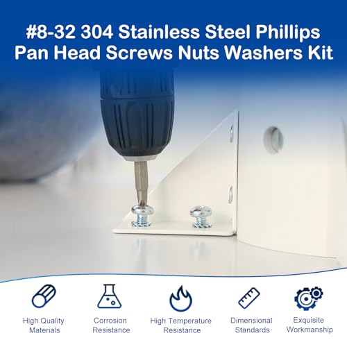 #8-32 x 1-1/2" to 2-1/2" Long Pan Head Machine Screws Kit for Outlet Box - size: #8-32(Long Screws Kit）