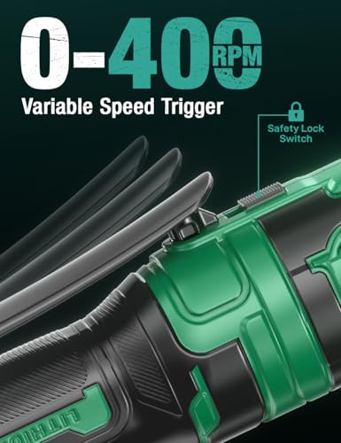 KIMO 20V Electric Ratchet Wrench 3/8, 89Ft-lbs 400RPM Cordless Ratchet Wrench Set w/Variable Speed, 2x2.0Ah Battery Power Ratchet Wrenches, 7Sockets, 3/8"to1/4" Adapter, 3"Extension Bar, Fast Charger - color: Green and Dark