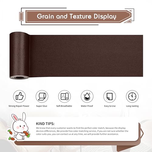 KING MOUNTAIN Leather Repair Patch,4 x 63 Inches self Adhesive Leather Repair Tape for Damaged Leather Furniture, Sofa Seating,Car Seats, Leather Goods（Coffee Brown） - color: Coffee Brown, size: 4" x 63"