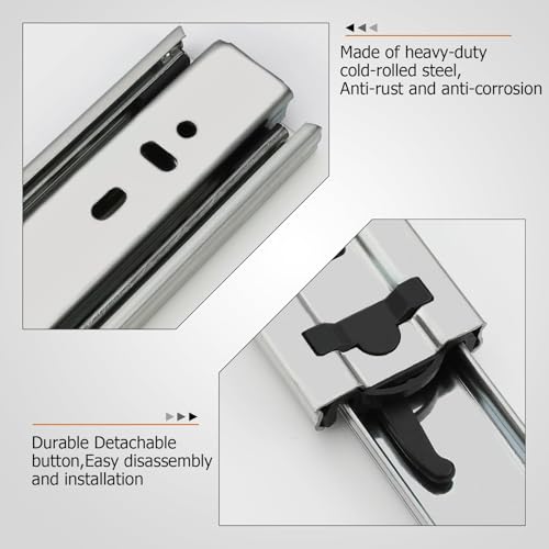 LONTAN 1 Pair Side Mount Drawer Slides 10 Inch Heavy Duty Cabinet Rails - color: Silver, size: 10 Inch - Drawer Slide