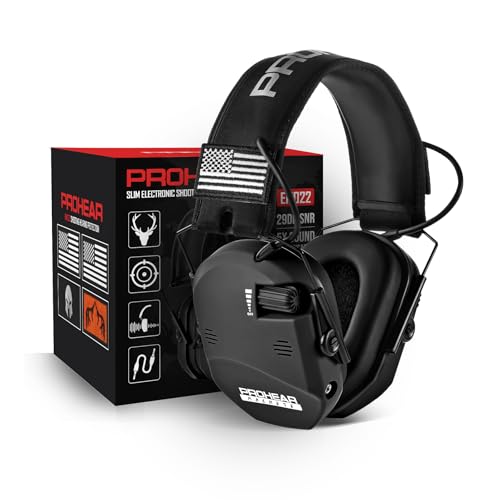PROHEAR 022 Electronic Ear Protection for Shooting & Hunting - 29dB SNR Noise Reduction, 4 Omnidirectional Microphones - color: Electronic Ear Protection-black