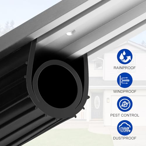 DGSL Garage Door Bottom Seal, 5/16 T-End Rubber Weather Stripping, 10 FT - size: 10 FT Black U+O