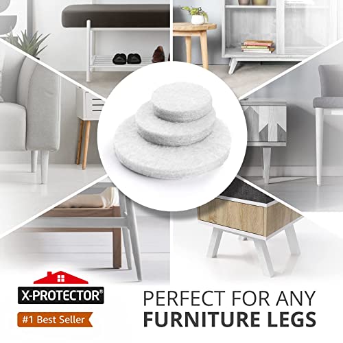 Felt Furniture Pads X-PROTECTOR - 48 Premium Felt Pads Floor Protector - size: 48 PCS 1" White, Round