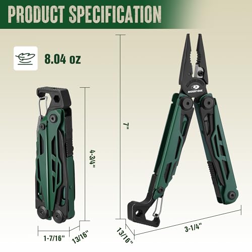 MOSSY OAK 27-in-1 CNC-Machined Multitool Pliers, Self-Locking - color: Green