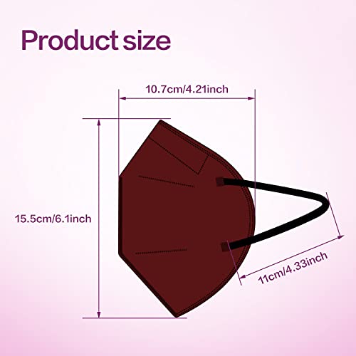 Miuphro KN95 Face Mask 25 Pack, 5-Layers Breathable KN95 Masks - color: Red