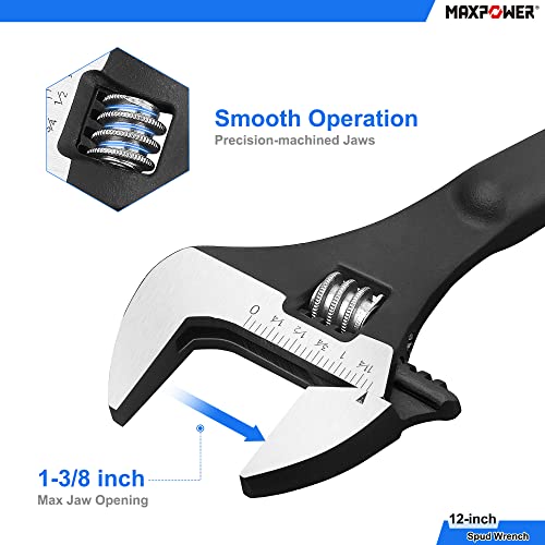MAXPOWER 12 16-inch Spud Wrench, Continuous Tapered Handle for Alignment - size: 12 in. + Reversible Jaw 16 in. / 2Pcs