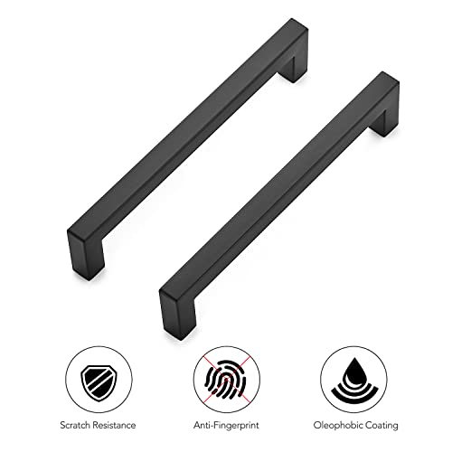 Ravinte Matte Black Cabinet Handles Square Pulls 6-1/4 Inch 30 Pack | Stainless Steel, Square Bar Grip, Drawer Pulls, Kitchen Cabinet Hardware, For Cupboards, Drawers, Dressers, Cabinets - color: Matte Black