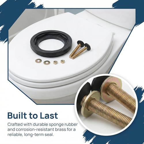 3'' Toilet Tank Gasket Replacement Parts Rubber Ring Seal and Gaskets with 2Pcs Brass Bolts & Kit, Toilet Tank to Bowl Repair for American Standard Leak Preventer